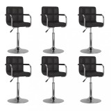 VidaXL Scaune de bucătărie pivotante, 6 buc., negru, piele ecologică