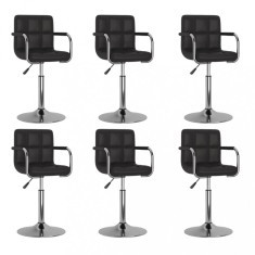vidaXL Scaune de bucătărie pivotante, 6 buc., negru, piele ecologică