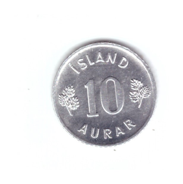 Moneda Islanda 10 aurar 1974, stare foarte buna, cu luciu