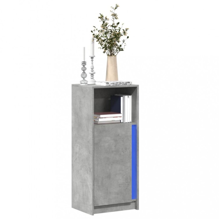 vidaXL Dulap cu LED, gri beton, 42,5x34x100 cm, lemn prelucrat 852155
