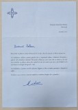 SCRISOARE SEMNATA OLOGRAF SI COMPLETATA CU NUMELE DESTINATAREI DE M.S. REGELE MIHAI I AL ROMANIEI , 18 IUNIE , 2012