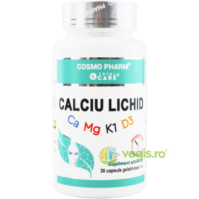 Calciu Lichid cu Magneziu, Vitamina K1 si Vitamina D3 30cps foto