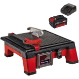 Einhell TE-TC 18/115 Li PXC + Starter Kit - Masina de taiat ceramica 115 mm taiere 45 grade + Set 1 acumulator si incarcator Li-Ion 18 V 4 Ah