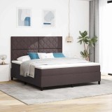 Cumpara ieftin Pat cu arcuri cu saltea Maro &icirc;nchis 180 x 200 cm țesătură