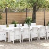 vidaXL Set de masă pentru grădină 13 pcs Alb 300 x 100 x 73 cm