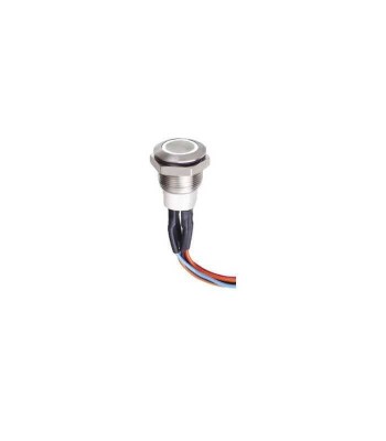 Intrerupator buton SW 1 ON-OFF cu retinere metal 12mm 12-24V LED albastru foto