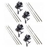 4 Lansete 3, 90 m, 3 Segm, Mandrina Metalica + 4 Mulinete Ganett 7000