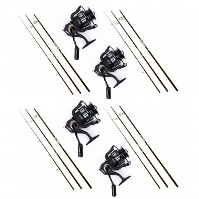 4 Lansete 3, 90 m, 3 Segm, Mandrina Metalica + 4 Mulinete Ganett 7000