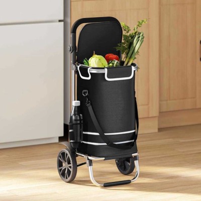 vidaXL Carucior de cumpărături Manual Negru 36.5 x 46.5 x 100.5 cm foto