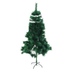 Brad artificial tip pin de craciun verde, clasic, pentru interior/exterior, inaltime 210 cm, suport metalic inclus