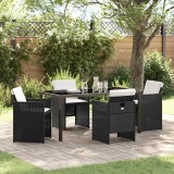 vidaXL Set de masă pentru grădină cu pernă 5 pcs Negru Rattan poli