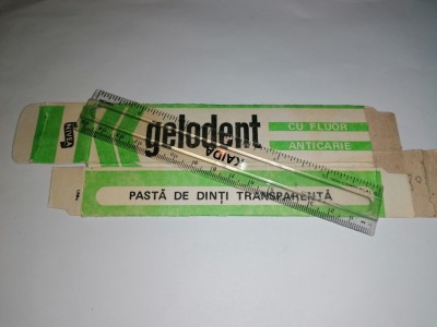 RAR - AMBALAJ PASTA DE DINTI GELODENT / TRANSPARENTA - NIVEA BRASOV ANII 78 foto