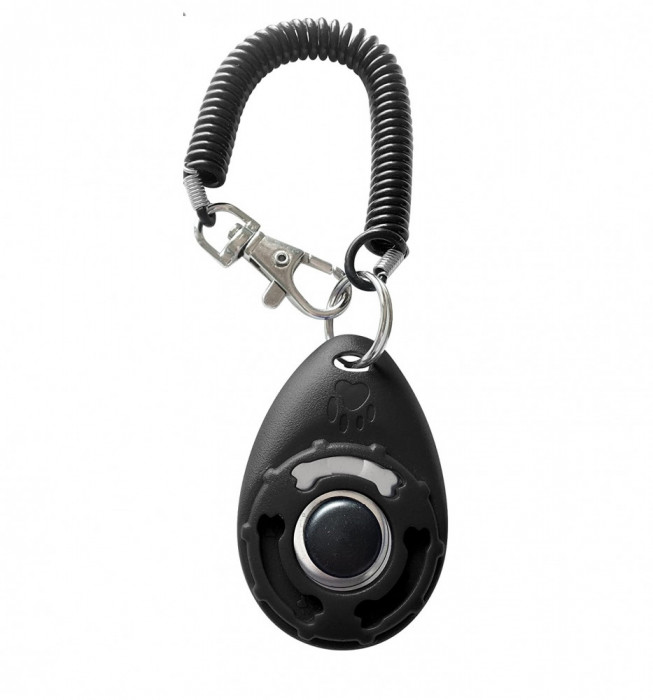 Clicker pentru dresaj caini, cablu spiralat flexibil, 6 cm