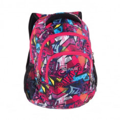 Rucsac scoala cu 5 compartimente,model Teens Pink Graffiti,43x28x22 cm