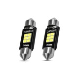 Set 2 becuri LED Sofit 36 mm Canbus 12V, 6 SMD 2835, lumina alba