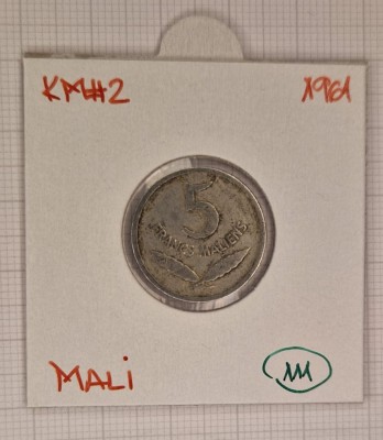 Mali 5 Francs Maliens KM#2, 1961, aluminiu, slaba foto