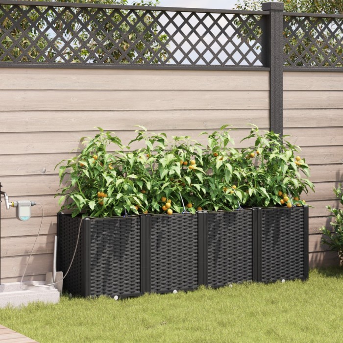 vidaXL Ghivece pentru grădină Negru 160 x 40 x 52 cm Oțel 42002857