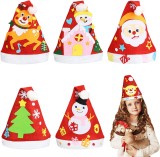 Set de 6 caciulite de Craciun cu accesorii pentru decorare TAROME, pasla, multicolor, 36 x 27 cm