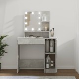 Cumpara ieftin Masă de toaletă cu LED, gri beton, 86,5x35x141 cm