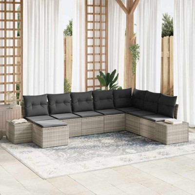 vidaXL Set de canapele pentru grădină cu pernă 8 pcs 319 x 209 x 85 cm 3347182 foto