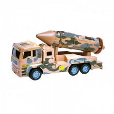 Camion militar lansator cu 6 roti, racheta, 29 cm, maro, pentru copii