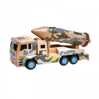 Camion militar lansator cu 6 roti, racheta, 29 cm, maro, pentru copii foto