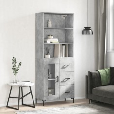 vidaXL Dulap &amp;icirc;nalt, gri beton, 69,5x34x180, lemn compozit foto