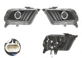 Far Ford Mustang, 02.2009-01.2015, fata, Stanga+Dreapta, doar tip halogen, semnalizare dinamica; cu LED indicator; H1; manual; negru, transparent; tu