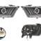 Far Ford Mustang, 02.2009-01.2015, fata, Stanga+Dreapta, doar tip halogen, semnalizare dinamica; cu LED indicator; H1; manual; negru, transparent; tu