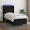 vidaXL Pat cu arcuri, saltea și LED, negru, 90x190 cm, textil 3138519