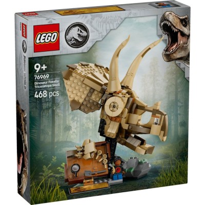 LEGO JURASSIC WORLD FOSILE DE DINOZAUR CRANIU DE TRICERATOPS 76969 foto