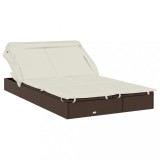 Cumpara ieftin Sezlong 2 pers. acoperis pliabil maro 213x118x97 cm poliratan