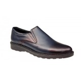 Pantofi barbati casual, cu elastic, piele naturala, Blue Navi, CORSAELBLM