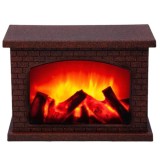 Cumpara ieftin Semineu decorativ tip felinar, maro, pe baterii, model dreptunghiular, 28 x 12 x 20 cm, Oem