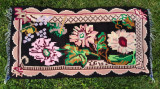 **Covor taranesc carpeta covoras tesut model rustic cu flori, 114x58cm