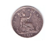 Moneda Anglia 1 farthing 1875 H, stare excelenta, curata, Europa, Bronz