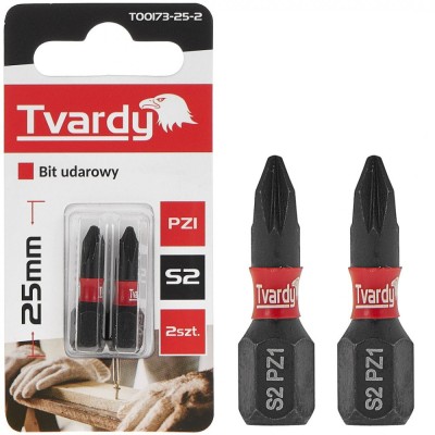 Set biti de impact PZ1, 25 mm, S2, 2 bucati, Tvardy T00173-25-2 foto