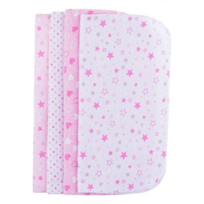 Set Prosopele Bebe Baby Cute, Model Stele și Inimi, Roz/Alb, Dimensiuni 25x25cm, 8 Bucăți foto