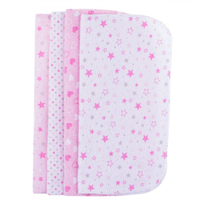 Set Prosopele Bebe Baby Cute, Model Stele și Inimi, Roz/Alb, Dimensiuni 25x25cm, 8 Bucăți