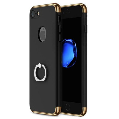 Husa Apple iPhone SE2, Elegance Luxury 3in1 Ring Negru foto