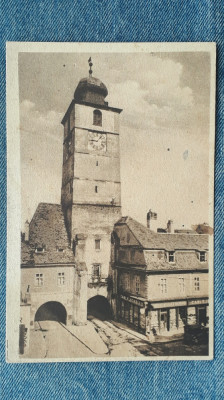 90 - Sibiu-Turnul electric / carte postala / stampila, Nagyszeben,Hermanstadt foto