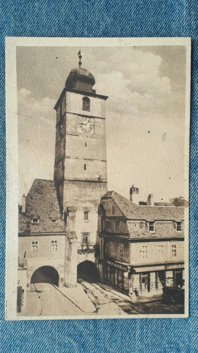 90 - Sibiu-Turnul electric / carte postala / stampila, Nagyszeben,Hermanstadt