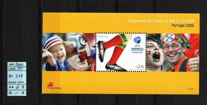 Portugalia, 2006 | Campionatul de fotbal juniori U21 - UEFA 2004 | MNH | aph