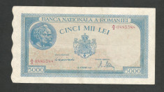 ROMANIA 5000 5.000 LEI 10 Octombrie 1944 [4] filigran bnr orizontal , VF++ foto