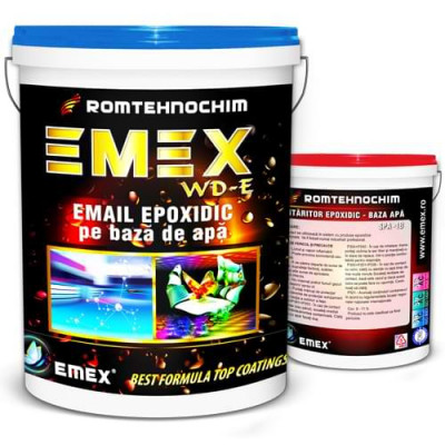 Pachet Email Epoxidic Emulsionat &amp;ldquo;Emex WD-E&amp;rdquo; - Albastru - Bid. 4 Kg + Intaritor - Bid. 4 Kg foto