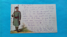 Litho Bucuresti Militar Soldat Uniforma 1890 Litografie foto
