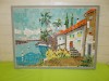 Peisaj mediteranean - superb tablou MOZAIC handmade , decoratiune de perete , semnat