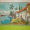 Peisaj mediteranean - superb tablou MOZAIC handmade , decoratiune de perete , semnat