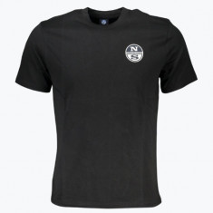 Tricou barbati cu decolteu la baza gatului si logo negru S, Negru, S INTL