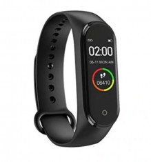 Bratara Smart Fitness M4, LED, Masurare Tensiune, Ritm Cardiac, Nivel Oxigen, Pedometru, Bluetooth,Negru foto